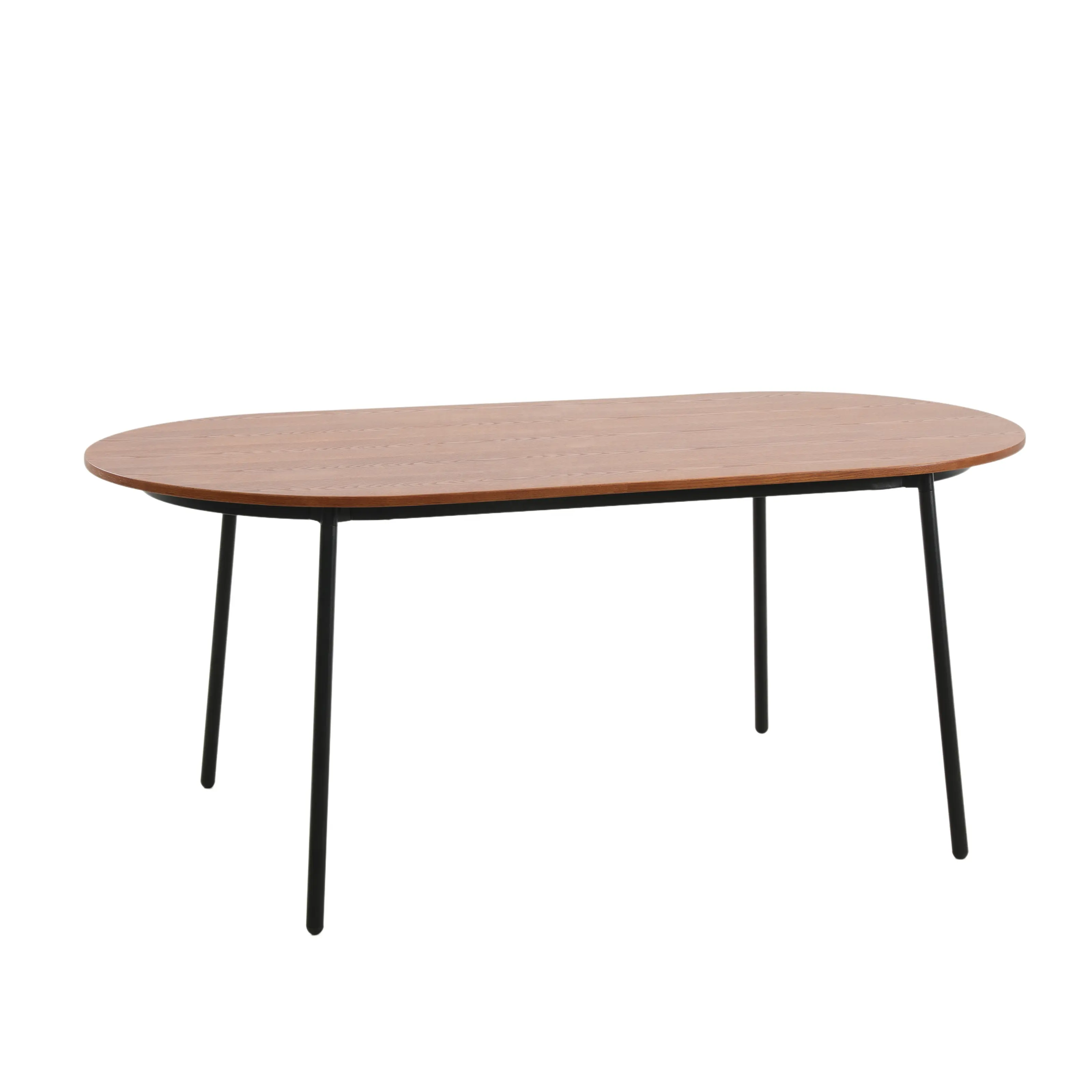 Minimalista moderno metal superior madeira base oval mesa de jantar mesa conferência para sala de jantar