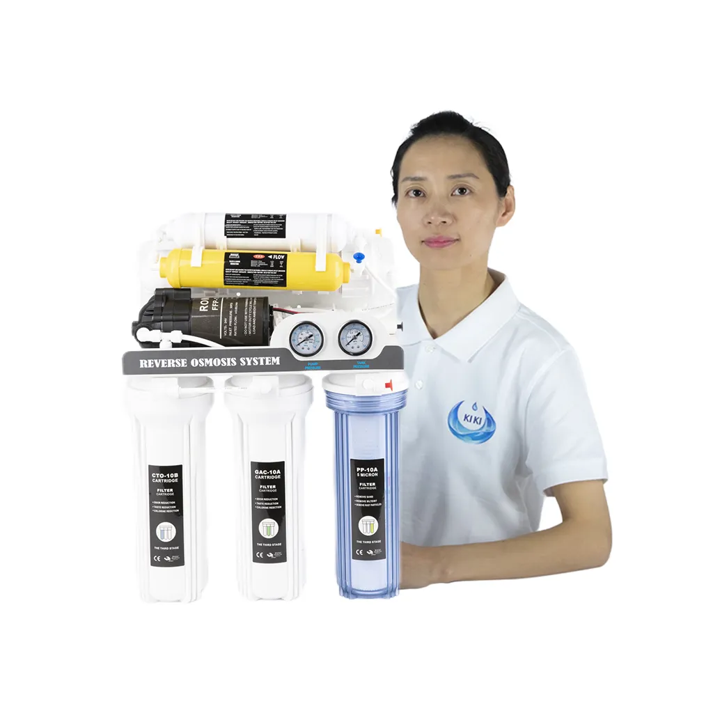 Sistema de filtro de água Ro de tratamento doméstico de água de fábrica na China, cor de 5 estágios, taxa de fluxo rápido personalizada
