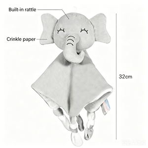 Doudou apaisant pour bébé, motif éléphant et lapin, peluche de confort pour nouveau-né, qualité maternité, à mâcher, machine à sommeil profond - Product Image 5
