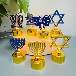 <span class=keywords><strong>Lampe</strong></span> LED en alliage sur le thème de Hanoucca, mini <span class=keywords><strong>lampe</strong></span> de Hanoucca, ornement de bureau, décoration de fête juive, or/bleu/blanc, personnalisable - Product Image 3