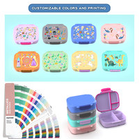 Aohea Boîte à lunch anti-fuite à 3 compartiments en plastique sans BPA, en plastique et en acier inoxydable Bento avec logo personnalisé
