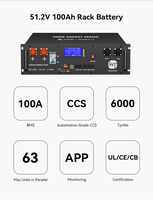 Système de stockage résidentiel combiné, batterie en rack 51,2 V 100 Ah, onduleur 12 kW à grand bypass pour usage solaire