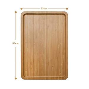 Bandeja de Sofá de Bambú 33x23cm, Mesa Auxiliar Multiusos para Sala de Estar, Diseño de Madera Sólida en Color Natural - Product Image 1
