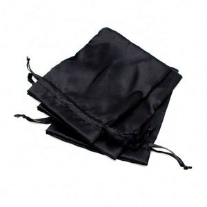 Sac cadeau en satin de soie noir, blanc et rouge, sac anti-poussière, pochette de rangement avec logo personnalisé - Product Image 4