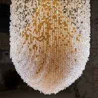 Lustre en cristal en forme de goutte d'eau personnalisé, luminaire suspendu LED de luxe pour hall d'hôtel, escalier de villa et grand hall d'entrée