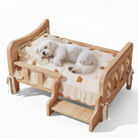 Lit pour chien rectangulaire de luxe, moderne, surélevé, lavable, en bois massif, écologique, orthopédique, pour petits et grands chiens, pour l'intérieur