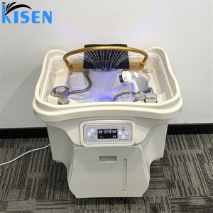 Bac à shampoing moderne en acrylique KISEN pour salon de coiffure et spa avec éclairage LED, facile à nettoyer, design portable pour usage commercial - Product Image 2