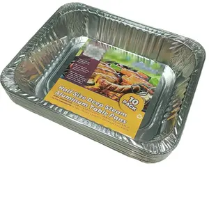 Paquete de 10 desechables, mesa de vapor de tamaño medio de 9x13 ", 3500ml, contenedor de papel de aluminio profundo, paquete de alimentos, sartén de papel de aluminio para llevar