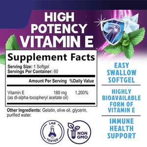 Complément alimentaire certifié GMP, marque privée, formule végane pure, vitamine E haute puissance 400 UI, gélules molles, antioxydant et soutien immunitaire - Product Image 6