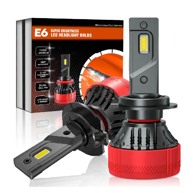 E6 LED 헤드 라이트 키트 110W 24000LM 자동차 LED G-XP 맞춤형 광원 전구 6500k H7 LED