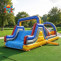 Parcours d'obstacles gonflable avec toboggan, structure gonflable en PVC durable pour le jeu d'enfants et la location pour les fêtes