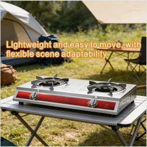 家用厨房用节能不锈钢二灶头液化石油气燃气灶 - Product Image 4