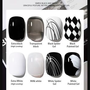 Gel per Unghie UV Fototerapico Versatile Base Nero Puro Bianco Ghiaccio Trasparente Bianco Latte Bianco Albume di Uovo Soak Off per Nail Art e Pittura a Mano - Product Image 2