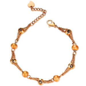 <b>Gold</b> Rose <b>Gold</b> Ball <b>Bead</b> <b>Bracelet</b> Adjustable Stainless Steel Jewelry Gift - Product Image 1