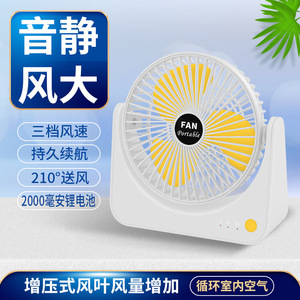 Portable Fan <b>Desk</b> <b>Mini</b> Usb Rechargeable 210 Degree Oscillation 3 Speeds With 2000Mah Battery For Indoor Outdoor Use - Product Image 2