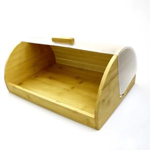 <b>Bamboo</b> Lid Bread Box Acrylic Storage <b>Container</b> For Kitchen Home Use Rectangle Shape With One Layer Design - Product Image 3