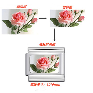 Personalized Photo Frame Modular Titanium Steel <b>Watch</b> Strap Bracelet 10x9mm Flower Design Unisex Gift Jewelry - Product Image 1