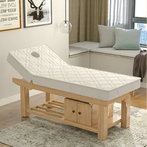 Cama de masaje para salón de belleza, directo de fábrica, venta al por mayor, cama de masaje portátil, mesa de masaje de madera para salón