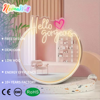 Décoration murale en néon LED personnalisée Neonawall avec plaque de fond miroir, revêtement double couche, garantie de 2 ans, intensité réglable, Hello Gorgeous