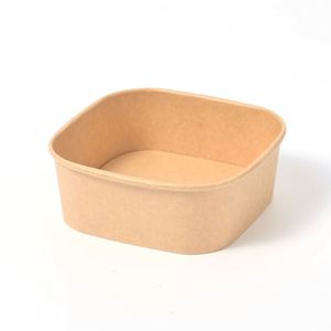 Tazón Cuadrado de Papel Kraft con Logotipo Impreso Personalizado, con Tapa, Desechable, Biodegradable, Contenedor de Alimentos, Paquete de 300 Unidades en Caja - Product Image 1