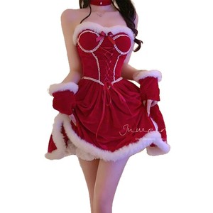 Christmas outfit, <b>red</b> velvet Christmas costume, cosplay, party, <b>date</b>, cute bunny plush suit, sexy set - Product Image 5