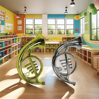 Eco-friendly ABS French Horn 4 Color-Coded Keys Musical Wind Instrument Kids Musical Instruments Accessories