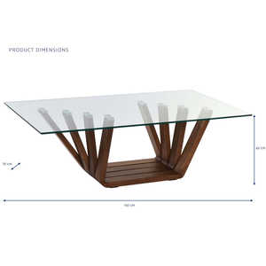 Table basse en cristal de noyer 130x70x42mm Naturel 10mm d'épaisseur - Product Image 3