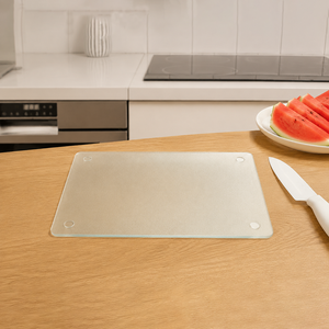 Planche à découper en <span class=keywords><strong>verre</strong></span> <span class=keywords><strong>trempé</strong></span> personnalisée, forme rectangulaire ou ronde, motif personnalisé, planche à découper de cuisine transparente - Product Image 2