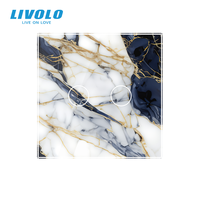 Livolo – Plaque de couverture d'interrupteur mural en verre trempé de luxe avec motif marbre personnalisé pour la décoration de maisons et villas