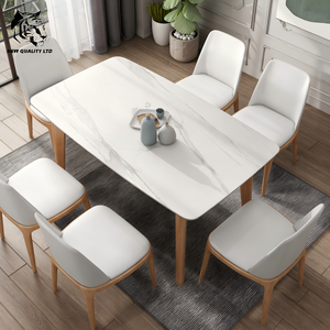 Usine chinoise, prix réduit, logo personnalisé, petit MOQ, expédition immédiate, nouvelle collection de meubles de salle à manger, table à manger en bois. - Product Image 5