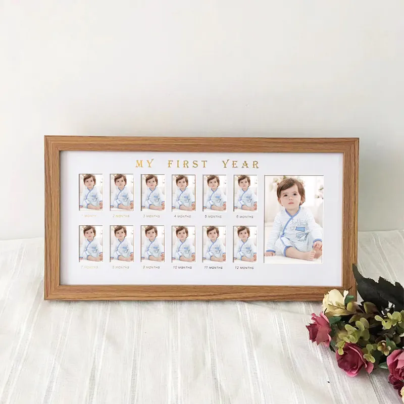 Baby First Year picture frame Newborn hand print photo frame wall hanging 12 Months Baby Photo Frame