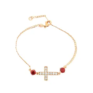 S00012539 xuping jewelry Religious Collection Mysterious Simple Cross Ruby 18k Gold Plated women's Bracelet