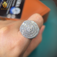 Bague en argent véritable 925 avec moissanite pour homme, style hip-hop, sertie de moissanites, bijoux de haute qualité, passe le test du diamant