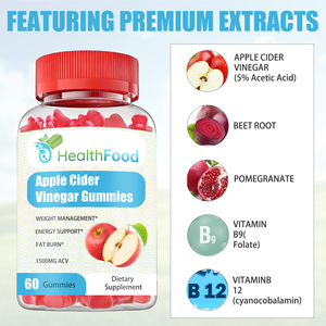 Wholesale Apple Cider Vinegar Gummies with Vitamin B12 Support Metabolism and Helps Manage Weight Vitamin B9 Gummies - Product Image 5
