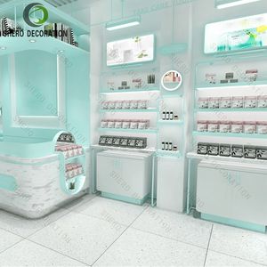 Diseño de Tienda de Cosméticos con Estilo Moderno, Estantes de Exhibición Personalizados para Tienda de Maquillaje con Logotipo de Madera, Decoración de Muebles para Tienda de Cosméticos - Product Image 4