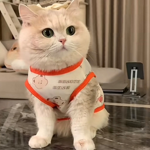 <b>Cute</b> Animal Pattern Pet Cat Vest Breathable Polyester Summer Clothes For British Shorthair Ragdoll Cats - Product Image 1