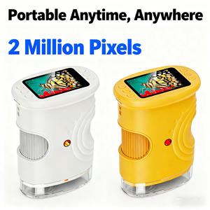 382-オレンジ OEM/ODM 工場卸売 ポケットデジタル拡大鏡 おもちゃ 8LED 2MP 2インチIPS 1000倍 ハンドヘルド子供用顕微鏡 - Product Image 1
