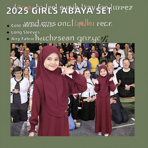 Pinchi gamis anak perempuan, gaun doa Lebaran poliester bernafas panjang penuh <span class=keywords><strong>2</strong></span> potong 2025 - Product Image 2