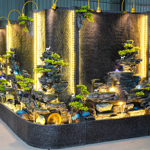 Mur d'eau, rocaille, fontaine, bassin à poissons, paysage aquatique, écran décoratif de style asiatique, séparateur de jardin extérieur - Product Image 4