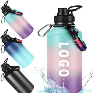 Proveedor dorado 128oz Acero inoxidable promocional Oem 2 L colorido vacío aislado botella de agua con correa Vulcanus