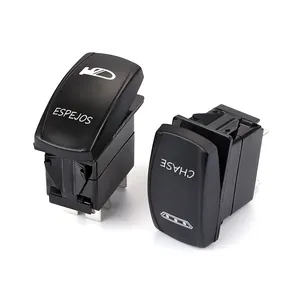 Interruptor de direção para carro, LED duplo 12V 20A à prova d'água IP66 liga/desliga, botão de pressão, barra de luz azul verde, interruptor marinho para Jeep Marine RV