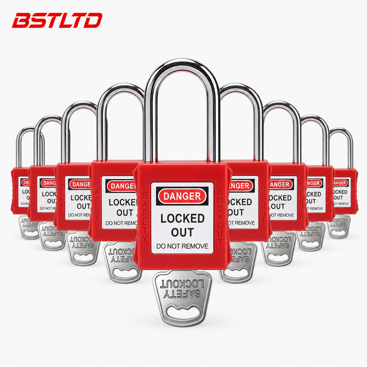38mm Safety Padlock LOTO Lockout Nylon ABS Plastic Body Steel Shackle Keyed Differently Industrial Electrical Lock CE · image 1