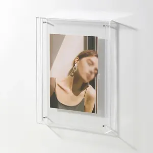 Personalizado acrílico photo frame moldura clara parede de acrílico para exibição revista imagem