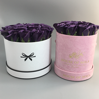 Nouvelle boîte à fleurs ronde en papier faite à la main, épaisse, recyclable, enduite de PE 150 GSM, personnalisable pour les fournitures de fleuristes, emballage de fleurs