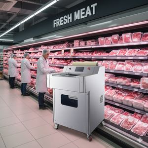Machine d'emballage automatique de film étirable pour plateaux de viande fraîche, légumes et fruits, avec écran tactile multilingue - Product Image 4