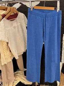 <span class=keywords><strong>Pantaloni</strong></span> Sportivi BM Fashion a Vita Alta Elasticizzata, Blu con Risvolto, Vestibilità Regolare, Gamba Larga Vintage, Asciugatura Rapida per Donne - Product Image 2