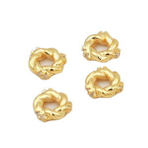 14k gold plated color-preserving twisted zircon round spacer bead DIY bracelet necklace earring pendant <b>accessories</b> C45 - Product Image 5