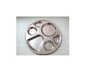 Assiette à dîner en acier inoxydable à 5 compartiments, cloison décorative, thali, repas indiens, utilisation à domicile, restaurant, durable, écologique - Product Image 1