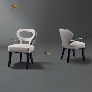 French Minimalist Restaurant Furniture Luxury Style <b>Armchair</b> Dark Solid Wood Frame <b>Dining</b> Chair for Villa - Product Image 3