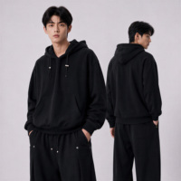 Ensemble de survêtement thermique d'hiver pour homme, sweat à capuche et pantalon large avec cordon de serrage, style streetwear oversize, vente en gros